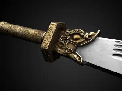 Ancient chinese weapons knife 3D model