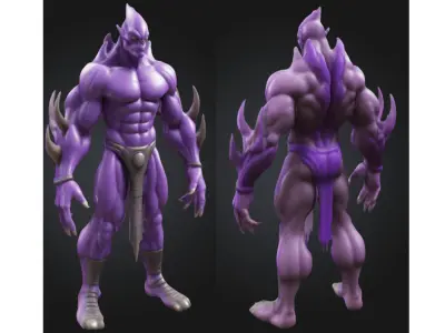 Stylized Alien Demon Warrior Low-poly 3D model