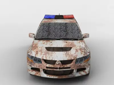 Destroyed Police Car 3D model