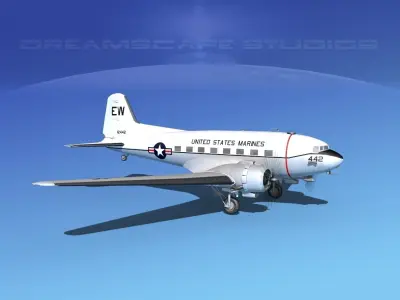 Douglas R-4D Dakota US Marines V2 3D model