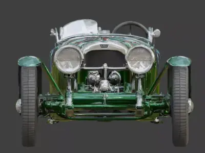 Vintage British Racing Green Roadster 3D Model Low-poly 3D model