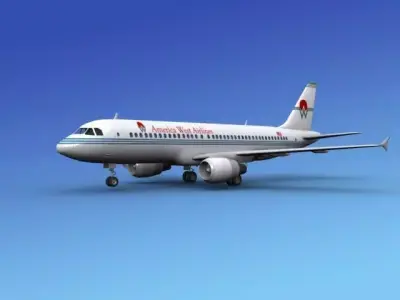 Airbus A320 America Air West 1 3D model