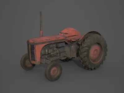 Old Farm Tractor - PBR and Game Ready Low-poly 3D model