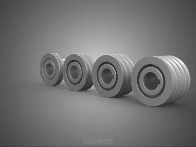 COLLECTION STANDARD PULLEY SHEAVE TRACK WHEEL DRIVE MULTI GROOVE 3D model