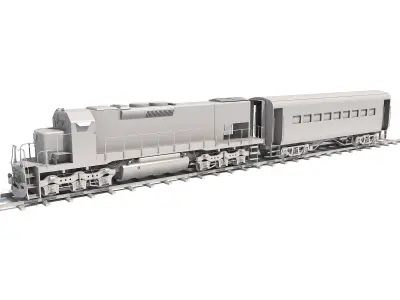 Locomotive Train with Wagon 3D model