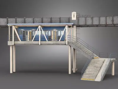 Monorail modular Constructor PBR 3D model