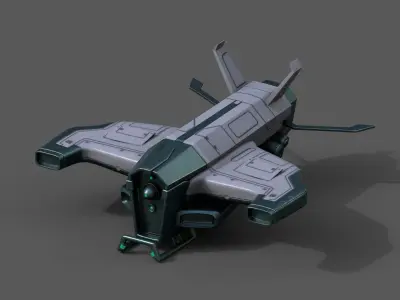 Spaceship starship scifi space futuristic cyborg robot low poly  Low-poly 3D model