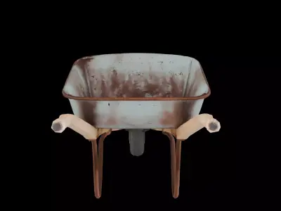 Rusty Wheelbarrow 3D Model Low-poly 3D model