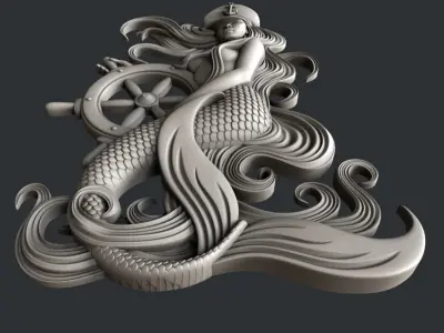 3d STL models for CNC router mermaid 3D model purchase