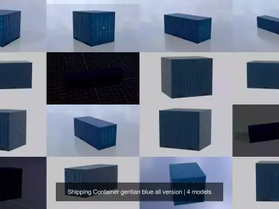 Shipping Container gentian blue all version 3D Model Pack