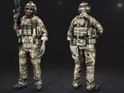 Modular US Special Forces Soldier Low-poly 3D model
