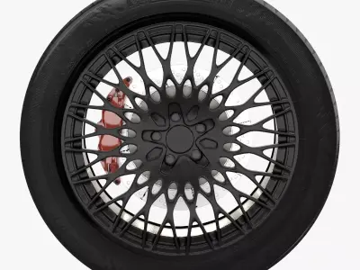 Realistic RIM and Tire 03 Subdivision ready 1K 2K 4K  Low-poly 3D model