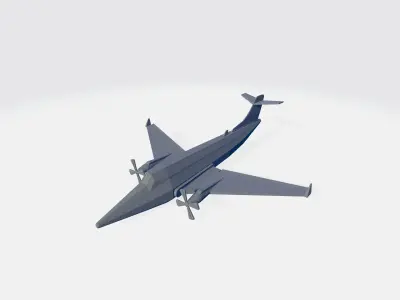 Bombardier jet with propeller   Low-poly 3D model