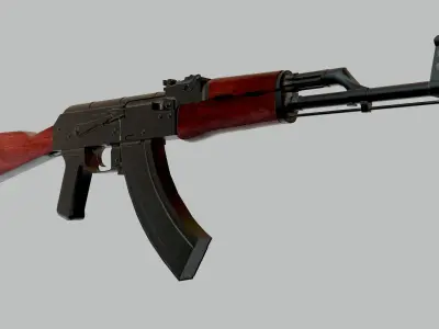Black AK47 Assault Rifle Game Ready Low-poly 3D model