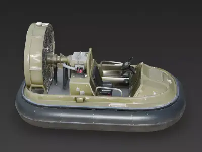 Tactical Military Hovercraft 3D Model Low-poly 3D model
