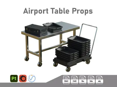 Airport Table Props Low-poly 3D model