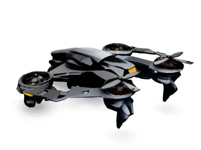 Futuristic SciFi Drone Quadcopter Low-poly 3D model