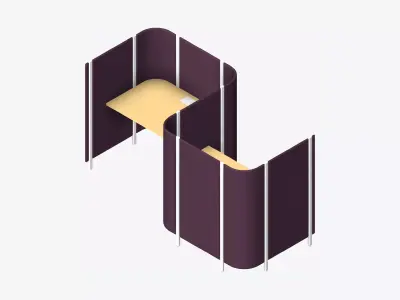 Office Pod - Workspace - Officetec - Open - Side To Side Low-poly 3D model