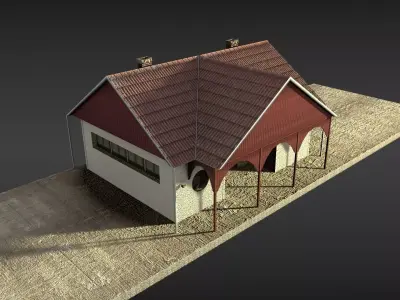 Train Station Low-poly 3D model