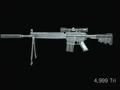 Rifle ar - Low-poly 3D model