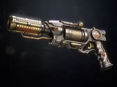 Steampunk Revolver Low-poly 3D model purchase