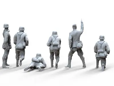 German officer and German soldiers 3D print model purchase