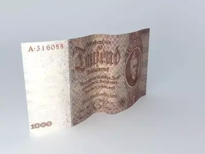 Germany WW2 1000 REICHSMARK bill  1943  Free 3D model