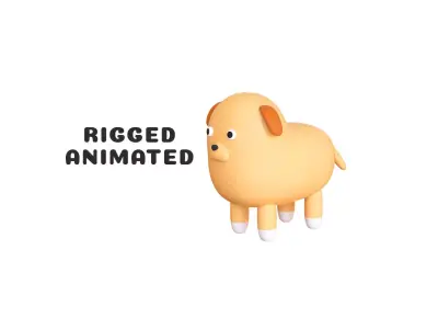 Low-Poly Dog Animated - Fun World Animal Low-poly 3D model