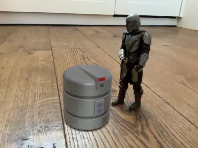 Mandalorian theme inspired round crate 3D print model