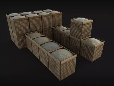 Sand Barricades military grade Low-poly 3D model