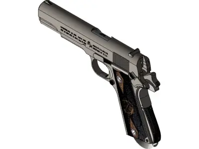 Colt M1911 Low-poly 3D model 2