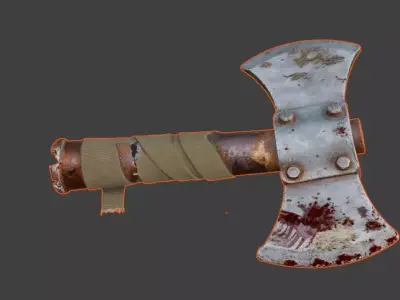 Post-Apocalyptic Rusted Battle Axe 3D Model Low-poly 3D model