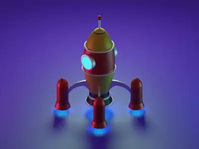 Cartoon Rocket Low-poly 3D model 5