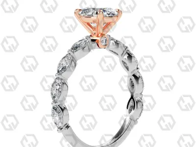 Ring 176 Oval Shape marquise on shanks with Gems 3D print model
