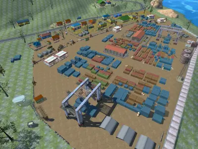 Battleground Map Mobile Game City Environment Low-poly 3D model