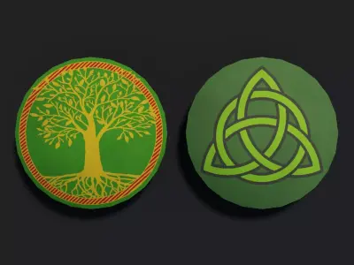 Targe two wooden circles Low-poly 3D model