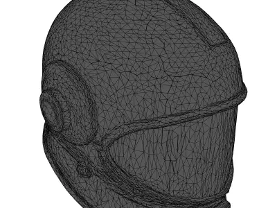 Retro Space Helmet with Red Visor 3D model