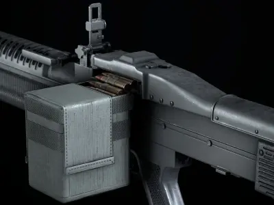 Game Ready M60 machine gun Low-poly 3D model