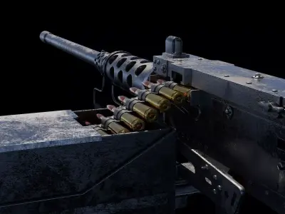 Browning M2 Mounted Machine Gun - Procedurally Animated 3D model