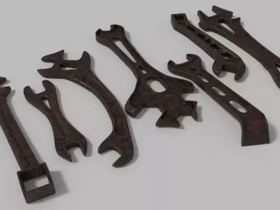 A set of old rusted keys 3D model