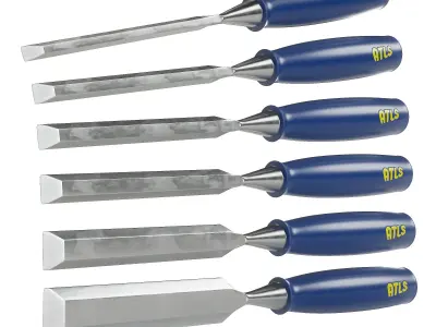 Straight Chisels Set Low-poly 3D model