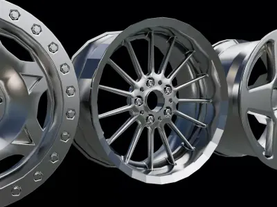 c4d Car wheels Industrial metal wheels blender Low-poly 3D model