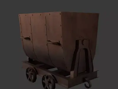 Metal Mine Cart Low-poly 3D model