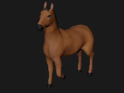 Brown Horse Stallion fully rigged low poly Low-poly 3D model