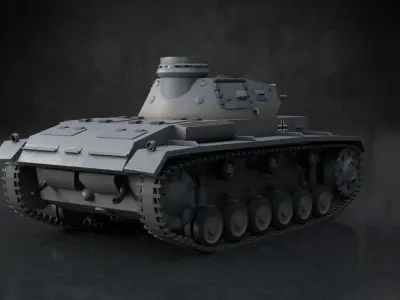 German WW2 Panzer III Tank Low-poly 3D model