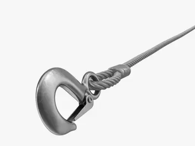 Emergency Towing Steel Wire Rope with Hooks 3m 3D model