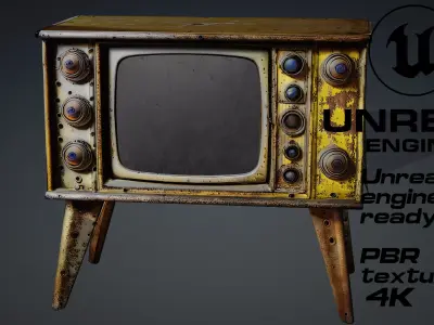 Old Steampunk televisor - vintage - Gas Mask game ready UE5 FBX Low-poly 3D model