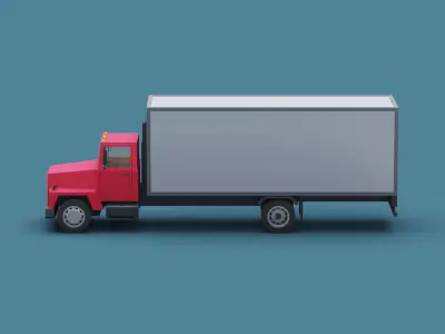  Cartoon Stylized Transporter Truck 80s Low-poly 3D model
