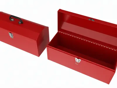 Vintage metal portable toolbox chest set 3D model