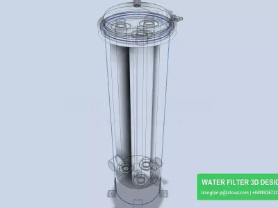 304 Stainless Steel 3 Cartridge Filter Housing 20 Inch 3D model